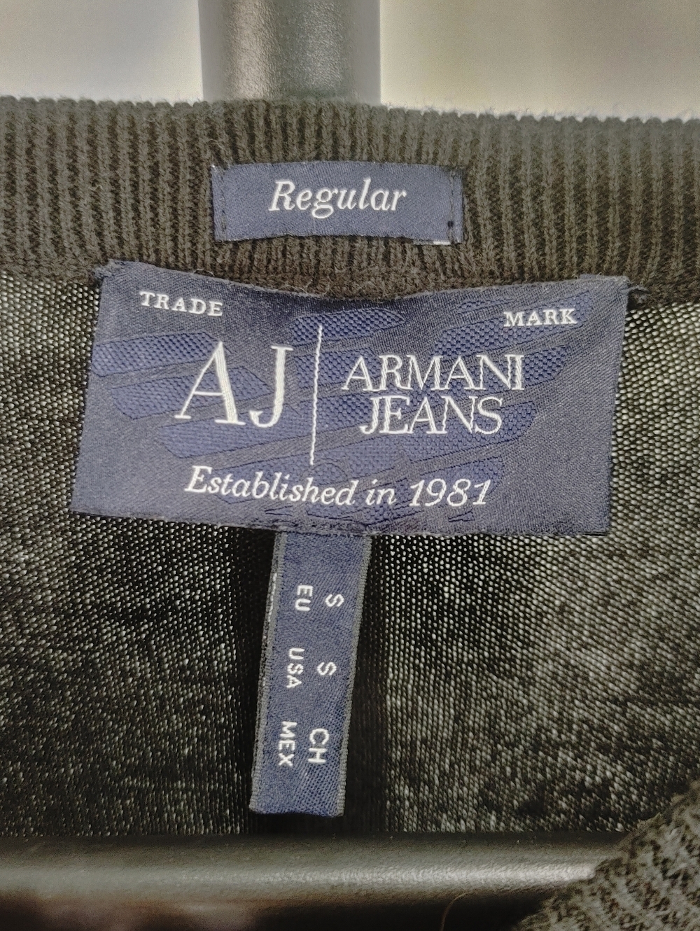 Armani Jeans Black Logo Knit Top Long Sleeve Cotton Mens Small Womens Medium - Picture 3 of 15